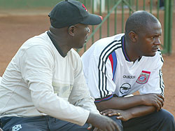 BACK IN THE DAYS: Ruremesha (R) with the Atraco head coach Jean Marie Ntagwabira. The former Atraco assistant has now promised to end Rayonu2019s trophy drought. (File Photo)