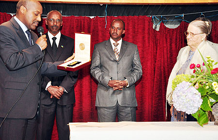 L-R Amb. Kabale, Hon. Ezechias Rwabuhihi, Bernard Kayumba and Mrs. Marguerite Carbonare (Courtesy photo)
