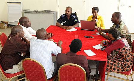 Government agencies officials during the emergency preparedness meeting (Photo; T. Kisambira)