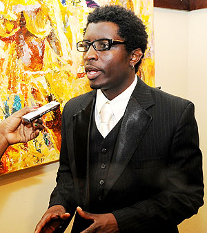 The countryu2019s leading artist, Collin Sekajugo during his magazine launch at Laico Hotel.