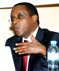The president of the senate, Dr. Vincent Biruta addressing the session yesterday (Photo; T. Kisambira)