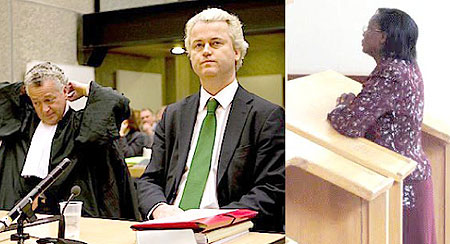 Where is the international outrage? Geert Wilders and Victoire Ingabire in court. (Net photo)