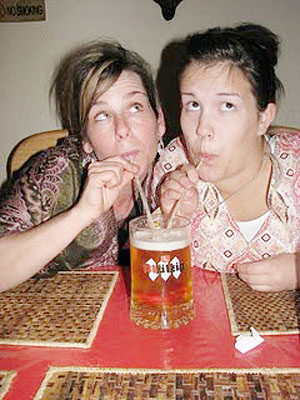 These two ladies seem to enjoy the taste of Mutzig.