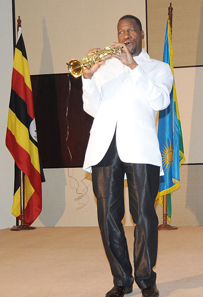 Isaiah Katumwa on stage.