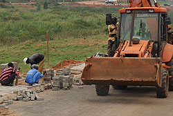 Earthmover at the planned Kigali Economic Special Zone (photo by T.Kisambira)