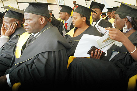 Some of the Graduates at SFB. Government has called upon institutions to facilitate students to get part time jobs to sustain themselves after the scrapping of students' bursaries