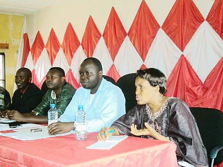 Local leaders discuss new strategies of propelling growth in Nyange sector. (Photo: D. Sabiiti)