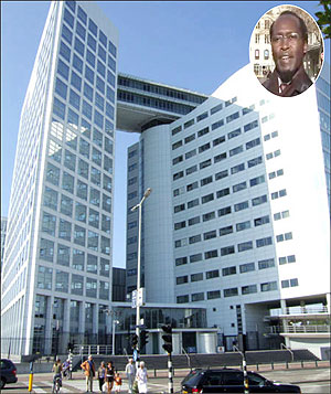 The International Criminal Court. (Inset)Callixte Mbarushimana was arrested on a secret ICC warrant.