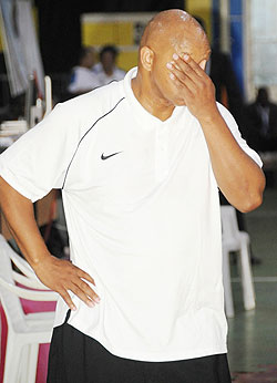 SHORT OF IDEAS: Rwandau2019s head coach Paris Nelson could not hide his frustration after yesterdayu2019s defeat against Mozambique. (Photo: T. Kisambira)