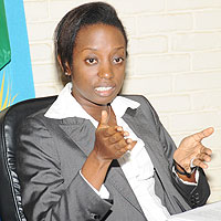 The Acting Director General of NISR, Diane Karusisi, (R) during the presentation yesterday (Photo; J. Mbanda)