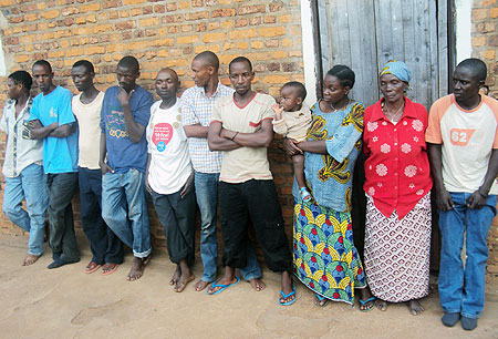 The suspected drug abusers and dealers at Rwamagana Police Station. (Photo: S. Rwembeho)