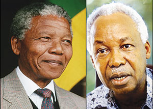 L-R : South Africau2019s Nelson Mandela ; Mwalimu Julius Nyerere of Tanzania