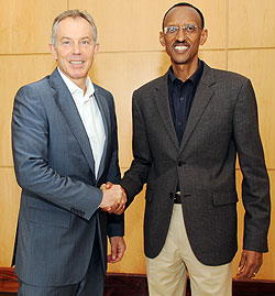 President Kagame and Tony Blair, met yesterday (Photo Urugwiro Village)