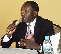 Prosecutor General Martin Ngoga, addressing prosecutors in Musanze (Photo; B. Mukombozi)