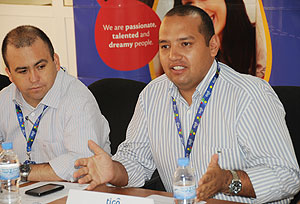 Tigou2019s Diego Camberos (right) adresses the press recently as the companyu2019s CEO look on (File Photo)