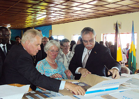Hon. Karl Peter Bruch (R) during the launch (Photo; D. Sabiiti)