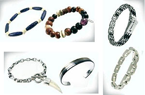 Bracelets spice up a man's look when dressed in casual wear.