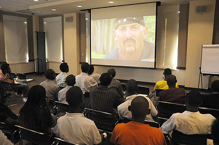 All eyes glued on the projected screen.
