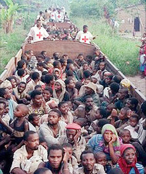 Refugees fleeing Rwanda for then Zau00efre in 1994. (Net photo)