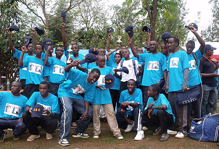 LDK players pose after Sunday's resounding victory over ISAE Busogo in the CSR  Schools Cricket tourney.
