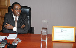 The president of the Senate, Dr. Vincent Biruta during the press conference yesterday (Photo; J. Mbanda)