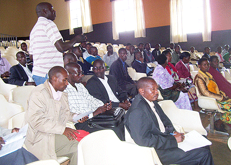 Employees of public and private institutions at the SFAR organised loan recovery meeting on Thursday. (Photo A.Gahene)