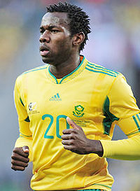 Khumalo celebrates his World Cup goal in the 2-1 victory over France. 