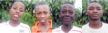 L-R : Baptist Niyonkuru; Janvier Kwizera;Moise Nzeyimana;Oscar Shema.