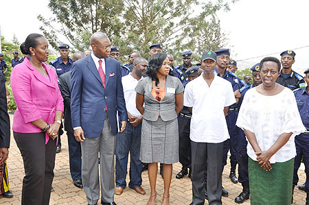 L-R Her Execellency Mrs Kagame, Mr. Aigboje, Dr. Akudo, Minister Musa Fazil, Dr. Aisa Kirabo just before tree planting excercise at Kacyiru Police hospital (Courtesy photo)