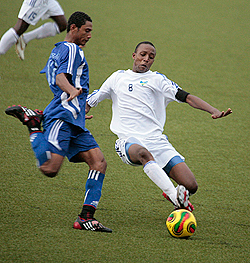 The U-17 skipper Emery Bayisenge in action against Zanzibar during this year's U-20 Cecafa tournament in Eritrea. (File Photo)