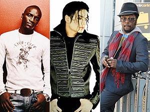 (L-R). Akon, MJ (late) and Will.i.am.
