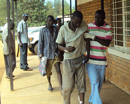 Some of the grenade victims being at Nyagatare hospital recently (File photo)