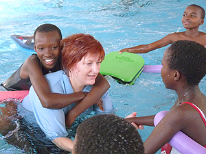 Swimming lessons at The Doun House School pool.