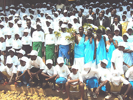 Participants in the music and poetry competition from all the districts of the province pose in a group   (Photo; P Ntambara)