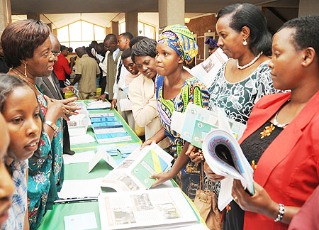 Women  listen to Hon. Constance Rwaka Mukayuhi during Parliament's Open Day, yesterday. (Photo J Mbanda)