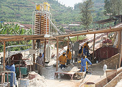 Mining activities at Gatumba in Ngororero District (File photo)