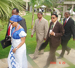 Delegetes at the Lake Victoria forum during a break. The meeting has called for more investment in ICT