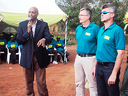 WMP Managing Director, Malic Kalima (L) and two Zcech mining specialists at the function. (Photo by. Rwembeho.)