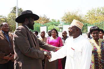 EALA MP Abdoul-Kareem Harerimana meeting South Sudan President Salva Kiir in Sudan (Courtsey Photo)