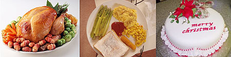 L-R : Christmas turkey ; Healthy-breakfast ; Christmas cake