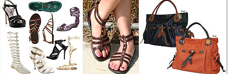 L-R : Gladiator shoes ; Gladiator-sandals ; Tote bags
