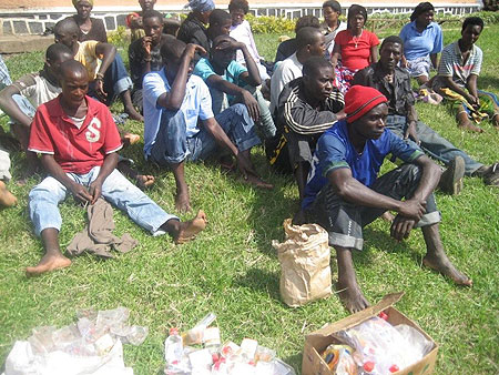 Some of the suspects arrested in possession of illicit drugs in Musanze (Photo B Mukombozi)