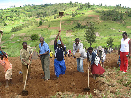 Communities convene to help one another to till land, plant crops and weed under the Ubudehe propramme. (Net Photo)