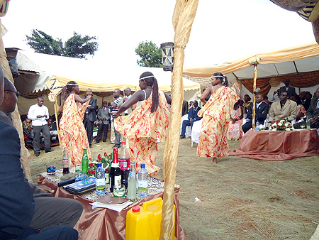 Traditional dancers at a wedding ceremony.