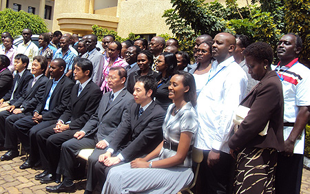 Participants  from across East Africa in a group photo during the training (photo by Bucyensenge)
