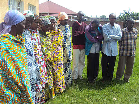 Members of the suspected cult held at Muhoza Police station.(Photo B Mukombozi)