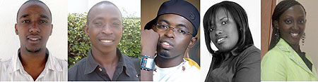L-R : Rusagara Benjamin ; Muhozi Wilberforce ; Victor Gastinzi ; Josephine Uwizeye ; Dian Mukundwa