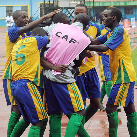 The Junior Wasps celebrate their group stage win over Burkiona Faso.