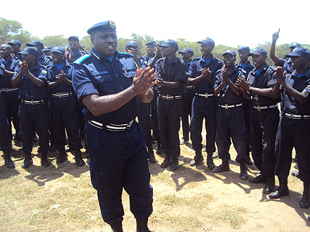 CGP Emmnauel Gasana addressing the police yesterday (Photo S. Rwembeho)