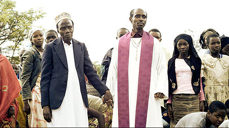 Kinyarwanda film stars at the set.